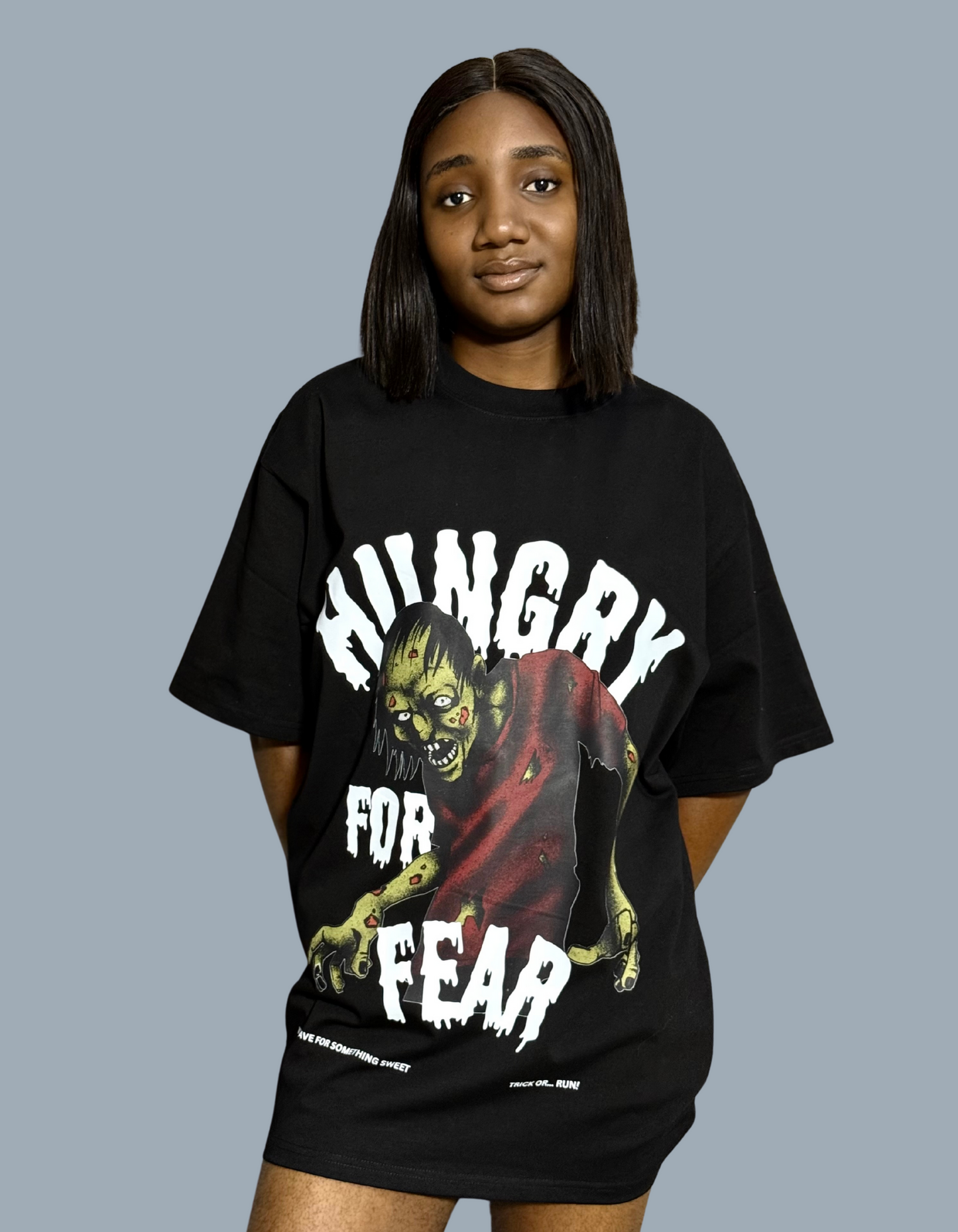 Hunger for fear bold black tee