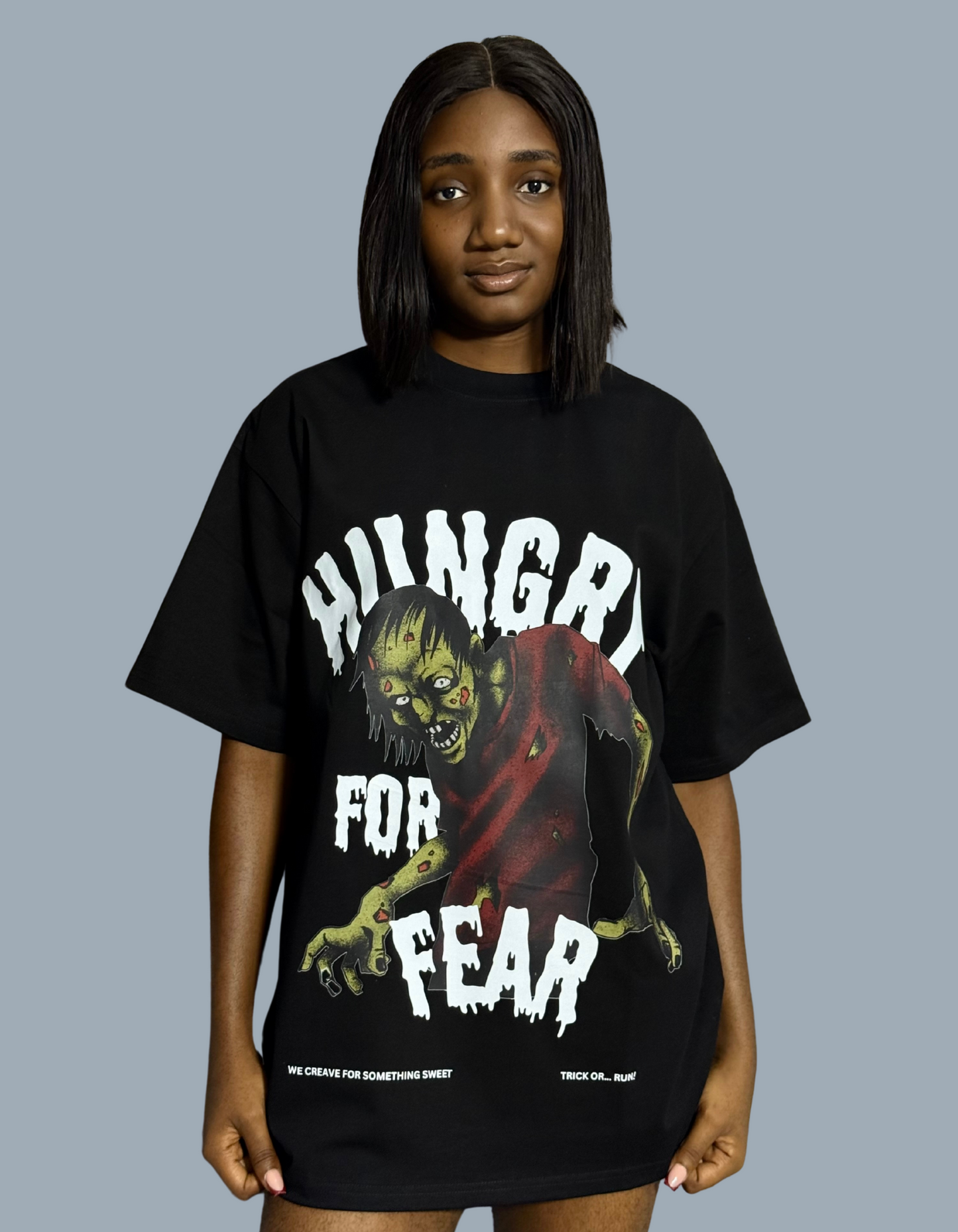 Hunger for fear bold black tee