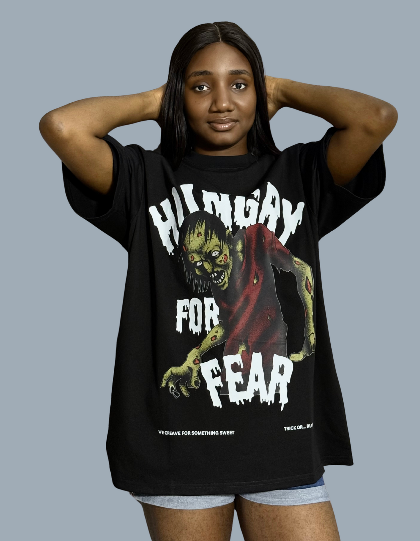 Hunger for fear bold black tee