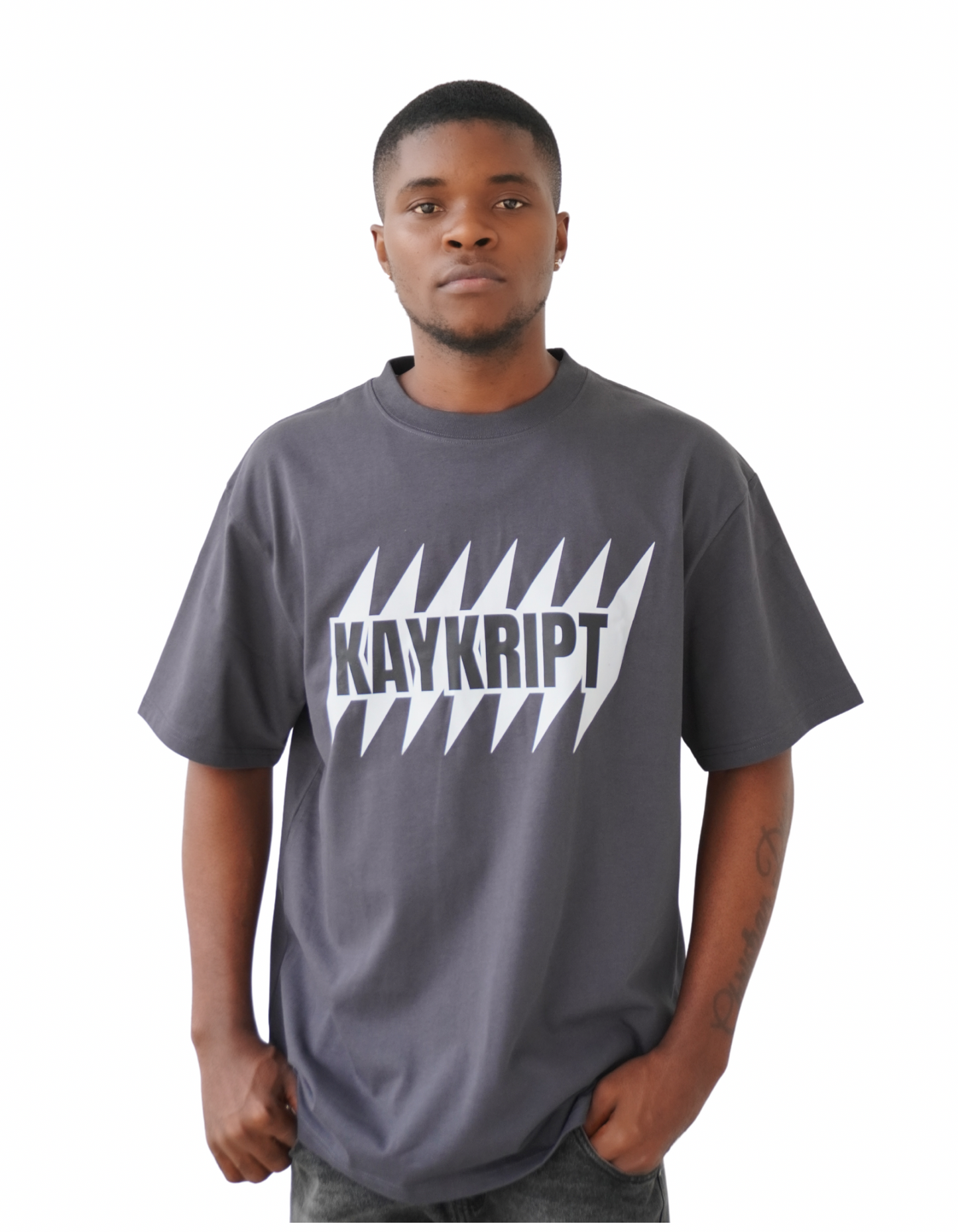 Kaykript Bold graphic Tees-Charcoal Black